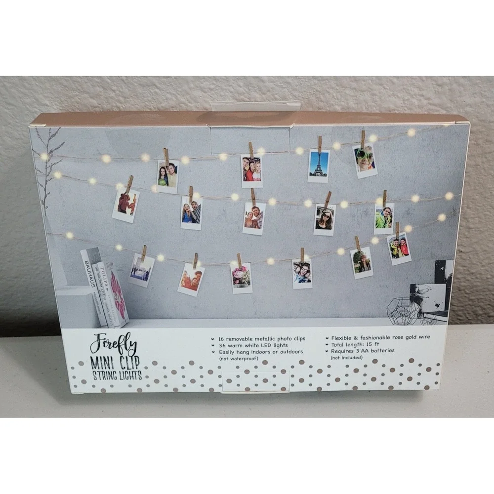 Merkury Innovations Firefly Mini Clip String Lights 15ft Rose Gold NEW